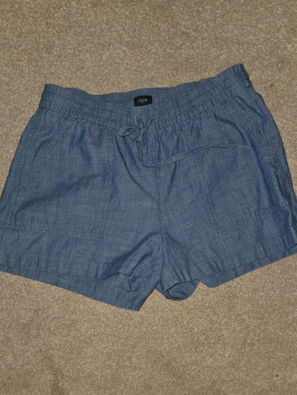 J. Crew Chambray Elastic-Waist Women's Shorts in Light Blue